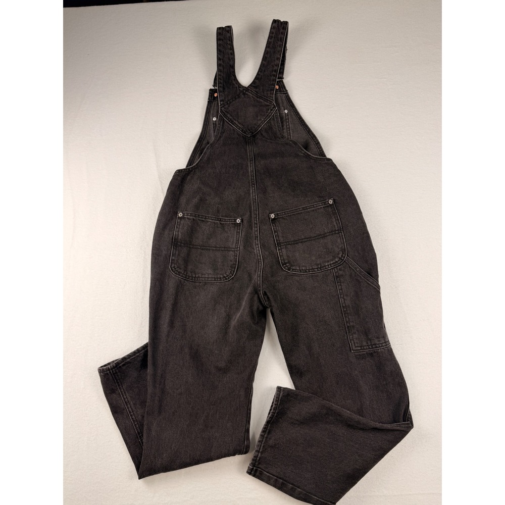 Old Navy Womens Black Denim Overalls Straight Leg Cotton Dungarees Size 6 - Picture 7 of 7